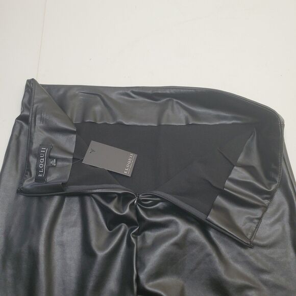 Eloquii Faux Leather Black Pencil Midi Skirt Women's Size 14 Party Event NWT - Picture 7 of 15